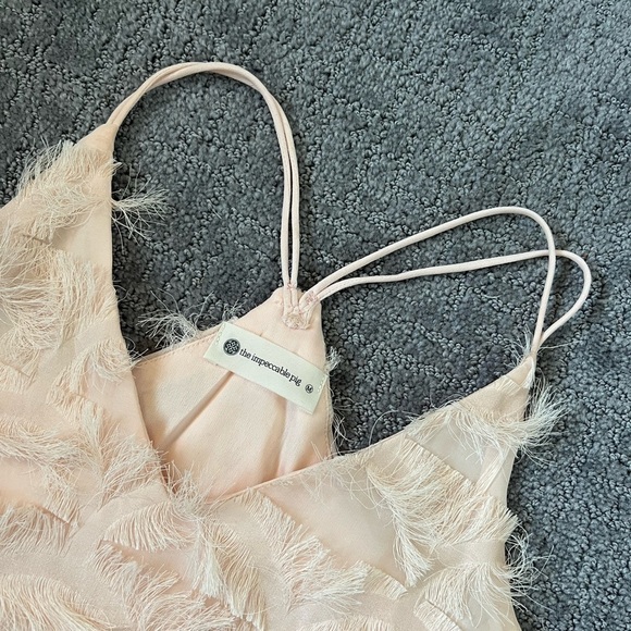 The Impeccable Pig Pink Feathered Eyelash Slip Mini Dress - Picture 4 of 5